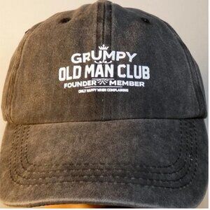 New! "GRUMPY OLD MEN CLUB" Adjustable Baseball Hat Cap - Washed Gray
